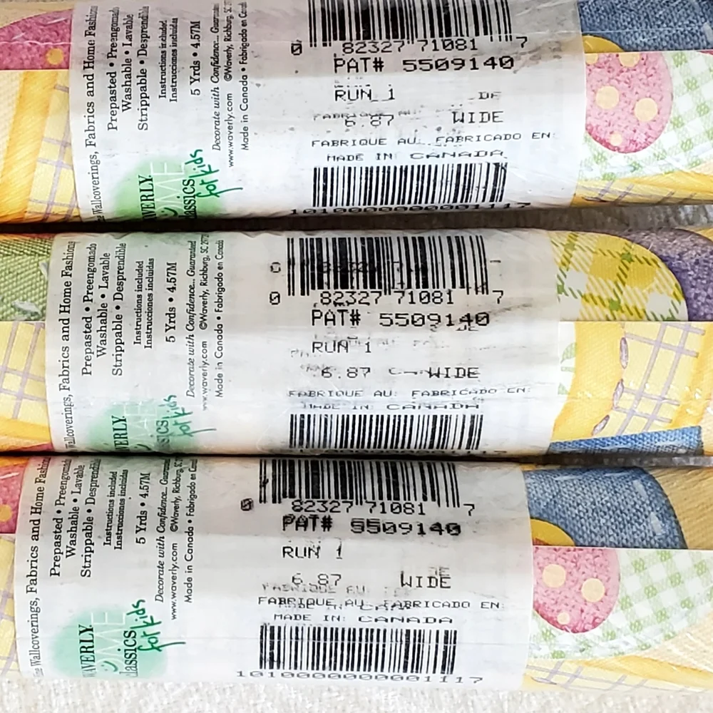 Waverly Kids Cheerful Flower Patch Yellow/Pink/Purple Gingham Valences+Wallpaper